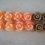 12pcs - Mini Rose Flower Cabochons - 10mm - Resin..