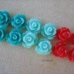 12PCS - Mini Rose Flower Cabochons ..
