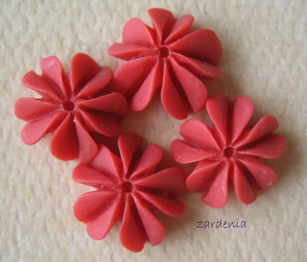4PCS - Mini Coral Cabochons - Resin - Watermelon Red - 10mm - Findings by ZARDENIA